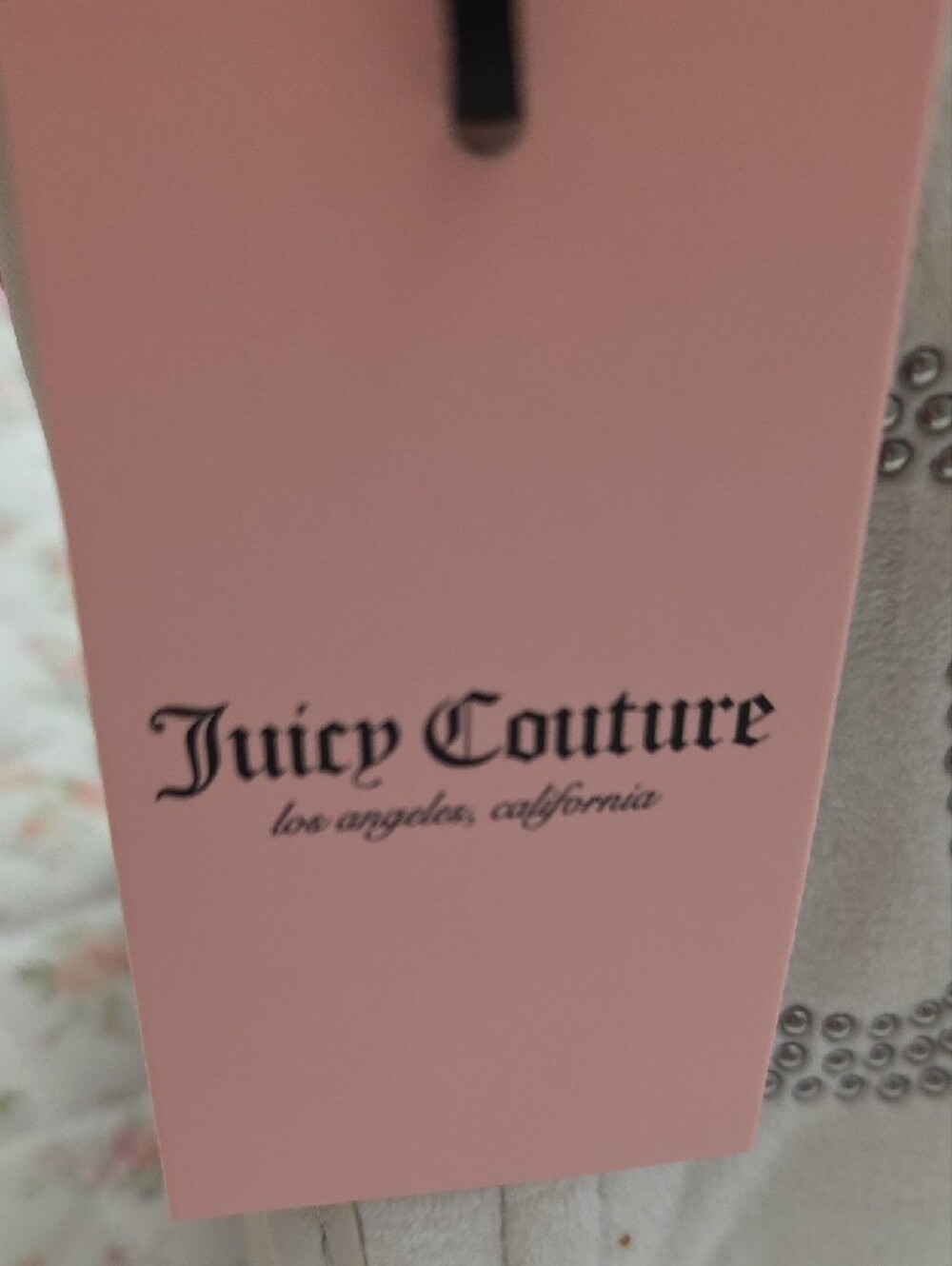 Juicy Couture Ivory Quilted Mini Tote with Heart Charm and Crystal Script - Picture 2 of 5